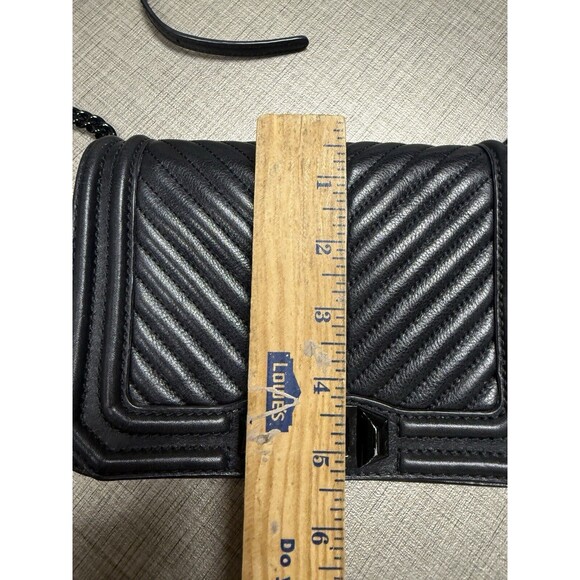 Rebecca Minkoff Chevron Quilted Small Love Crossbody Bag Black Leather - Picture 6 of 7